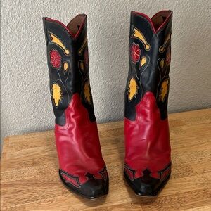 Red and Black Western Bootitude Donald J Pliner women’s medicine boots